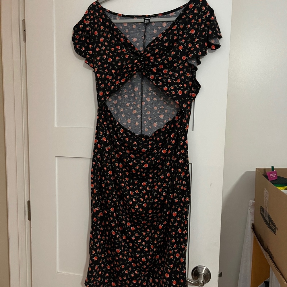 Floral Black Dress - Maternity